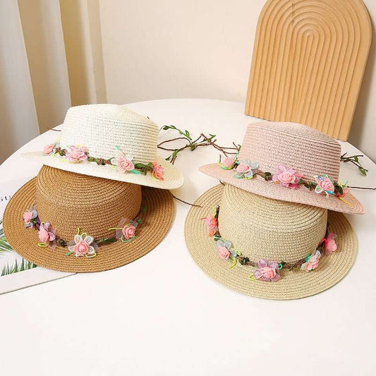 Women's Flat Straw Hat Sun Protection Hat Sun - proof Western Style Beach Hat - Sophinity