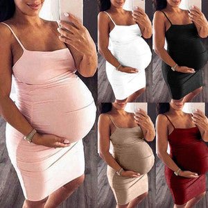 Women's Medium Length Solid Color Dress - Sophinity