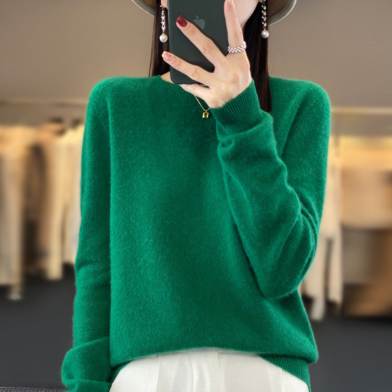 Women's Round Neck Sweater Loose Knitted Bottoming Sweater - Sophinity