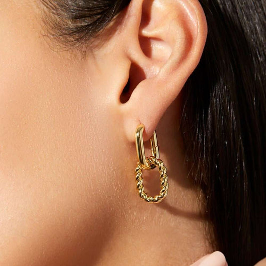 S925 Sterling Silver Gold - plated Double Ring Buckle Detachable Earrings For Women - Sophinity