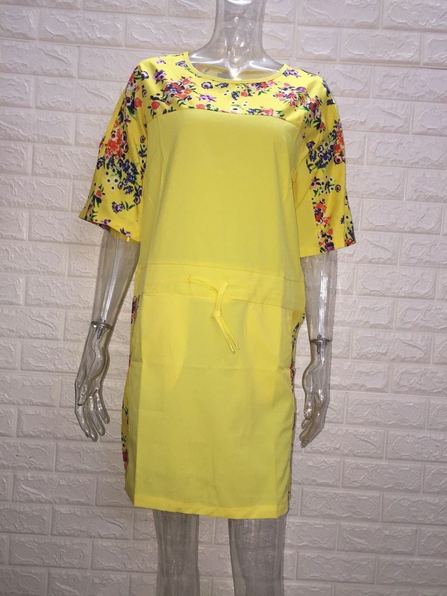 Round neck sleeve print dress - Sophinity