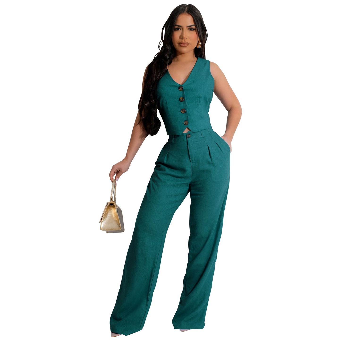 Two - piece Set Vest Jacket Suit Office OL Commuting Summer - Sophinity