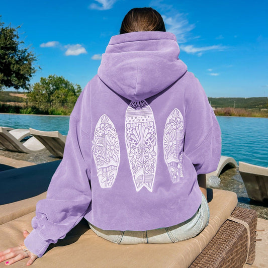 Simple Floral Letter Printing Drop - shoulder Sleeve Ladies Hoodie - Sophinity