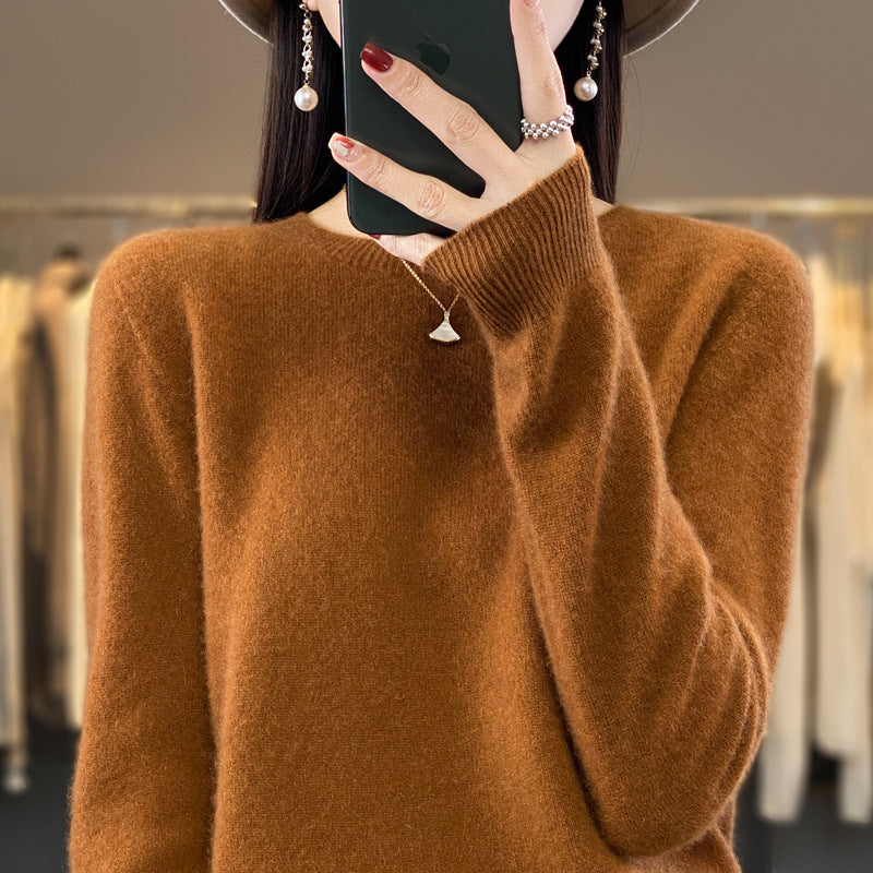Women's Round Neck Sweater Loose Knitted Bottoming Sweater - Sophinity