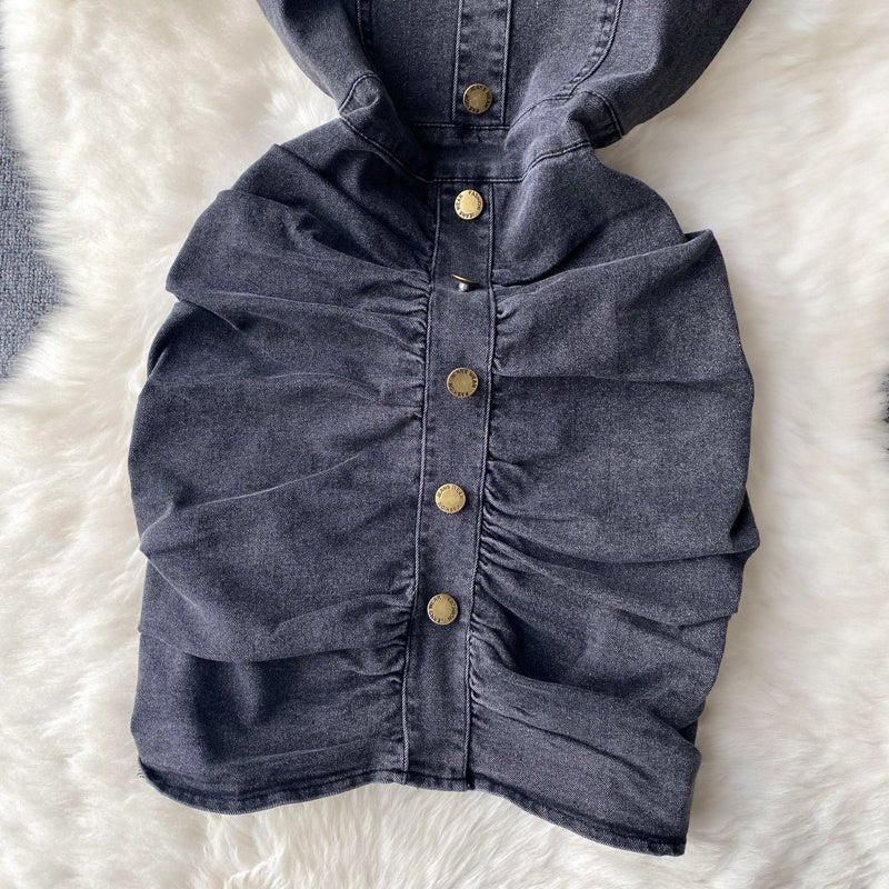 Women's Design Sense Denim Suspender Dress - Sophinity