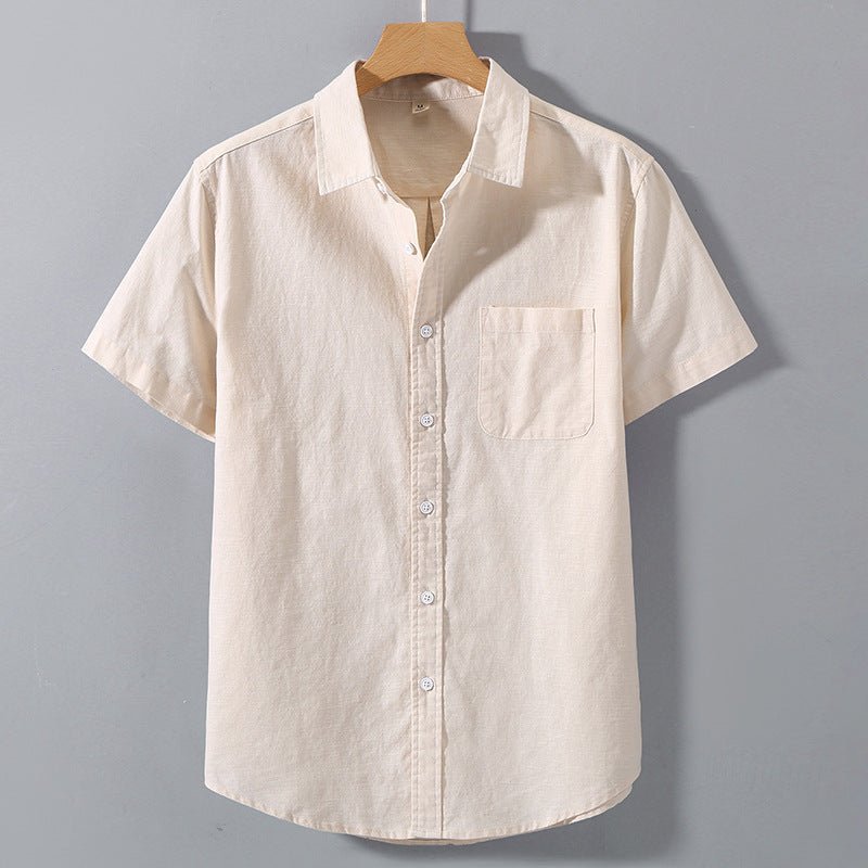 Men's Linen Short - sleeved Lapel Shirt - Sophinity