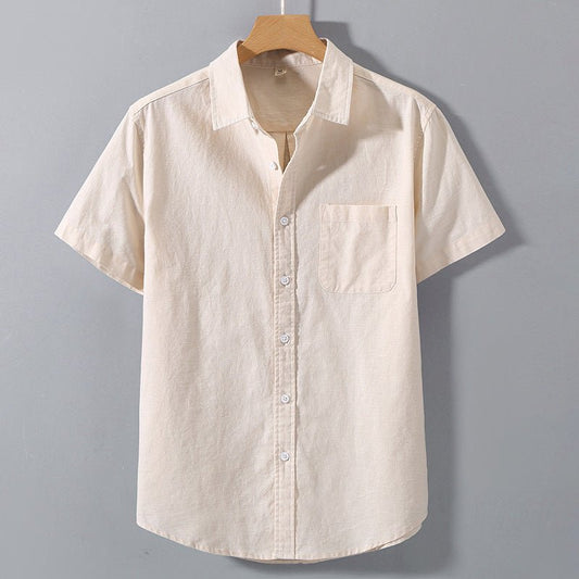 Men's Linen Short - sleeved Lapel Shirt - Sophinity