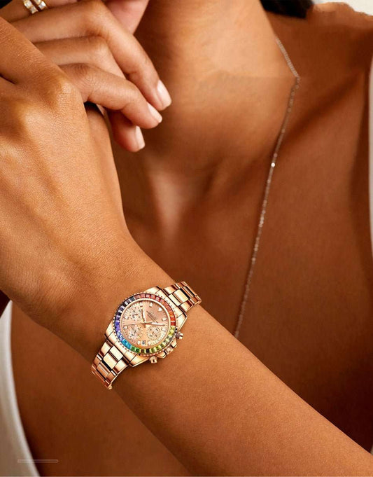 Fashion Steel Band Business Ladies Trend Colored Diamond Watch - Sophinity
