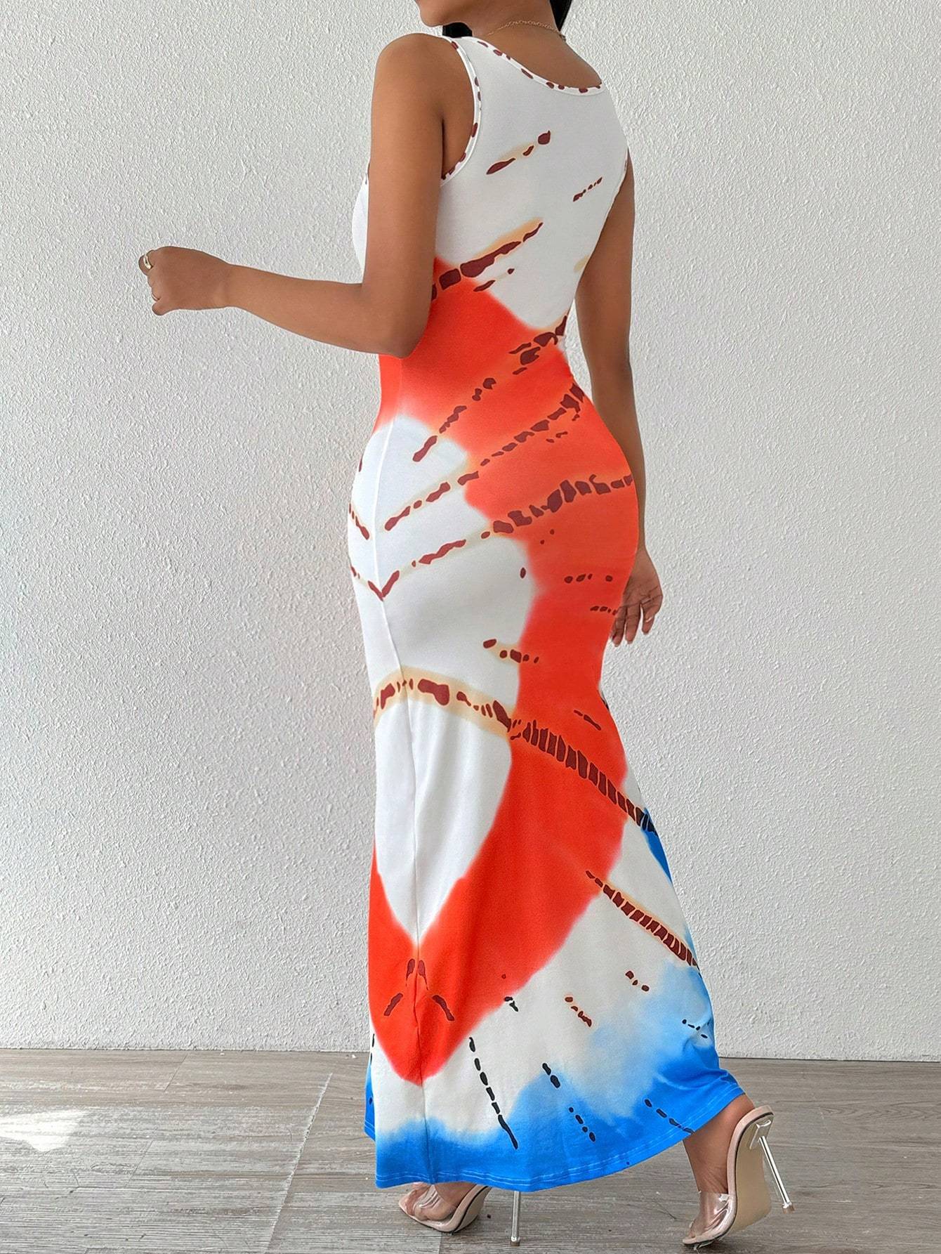 Women Fashionable Long Dress With Waistline Maxi Women Outfit - Sophinity