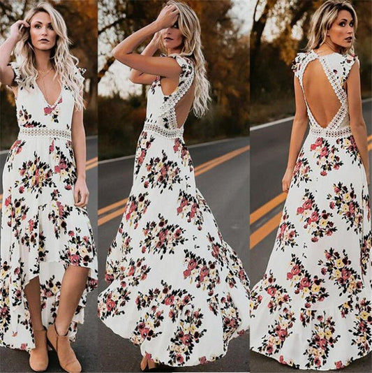 Sleeveless printing irregular dress - Sophinity