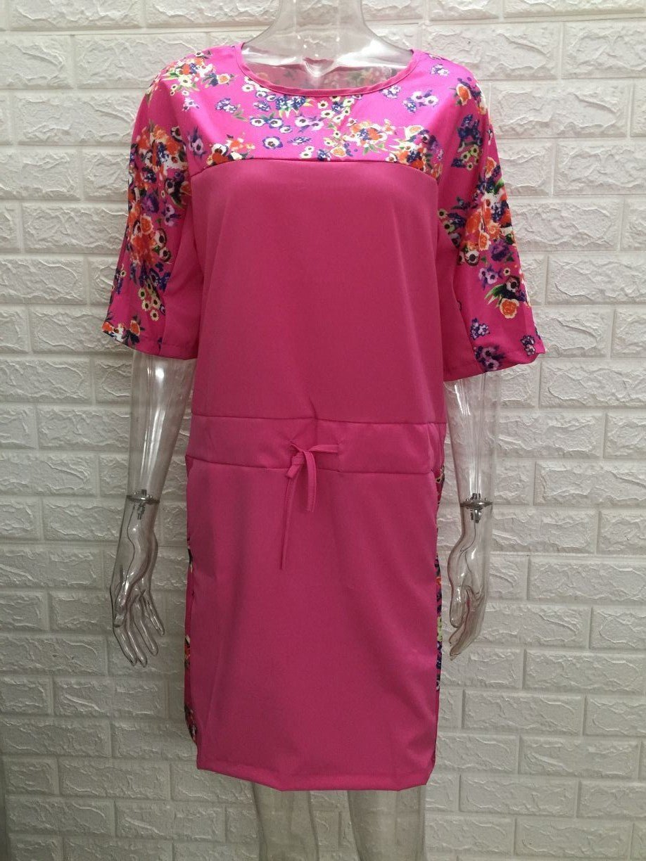 Round neck sleeve print dress - Sophinity