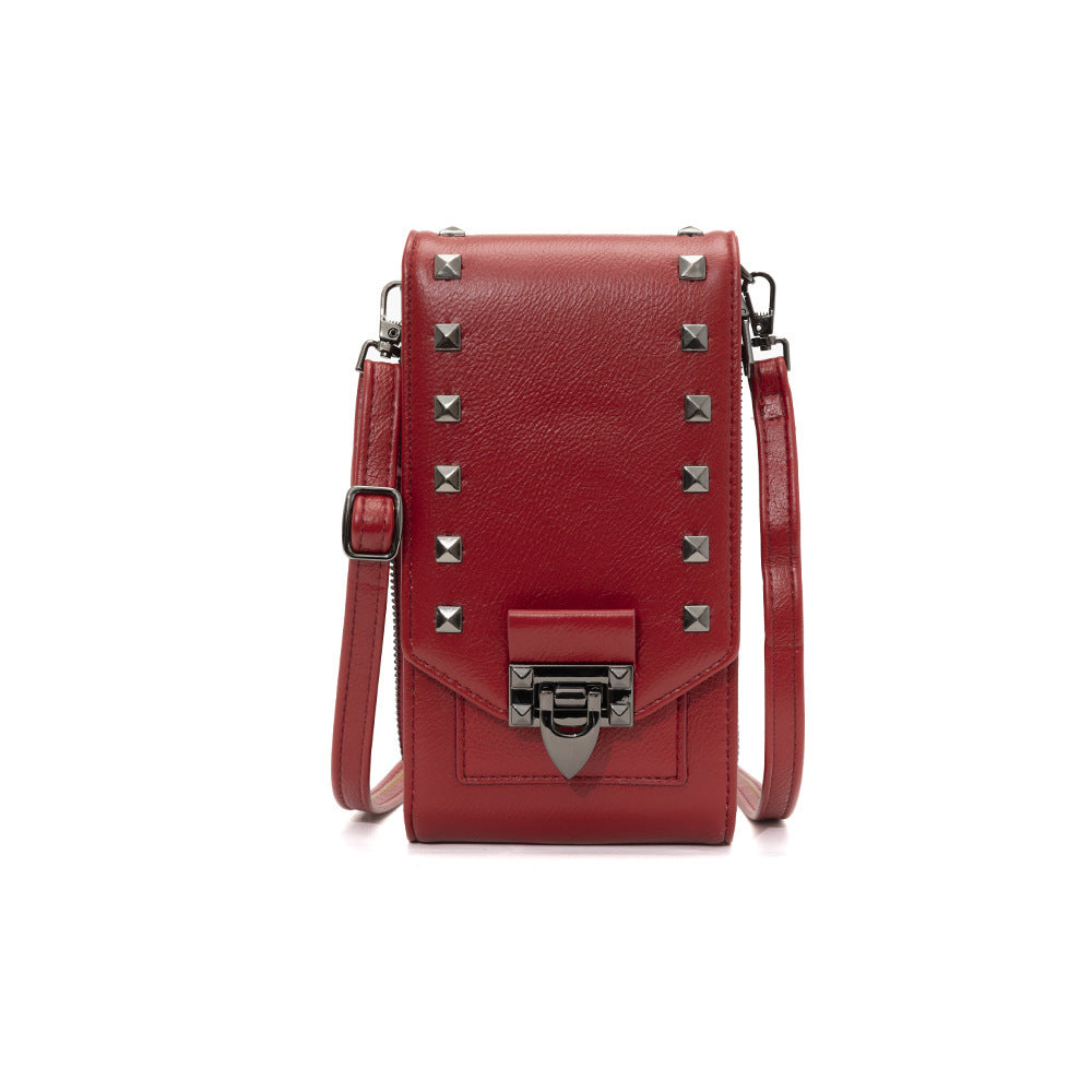 Rivet Design Shoulder Bags Mobile Phone Handbag Solid Color Crossbody Bags Women - Sophinity