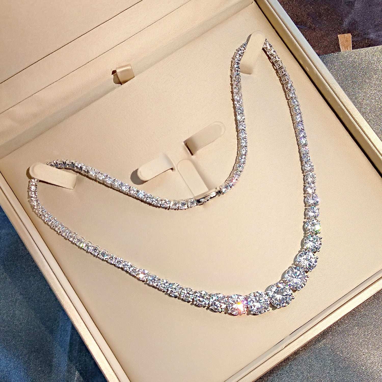 Moissanite 925 Sterling Silver Single Row Full Diamond Necklace For Women - Sophinity