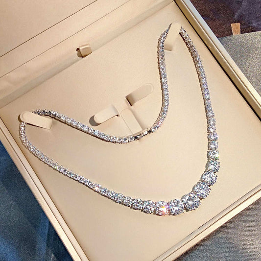 Moissanite 925 Sterling Silver Single Row Full Diamond Necklace For Women - Sophinity
