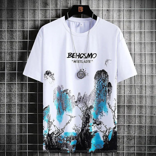 Short Sleeve Men's Ink Painting Graffiti T-shirt Sports Breathable - Sophinity