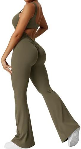 Women Sleeveless Flare Jumpsuits Fitness Yoga Long Pants - Sophinity