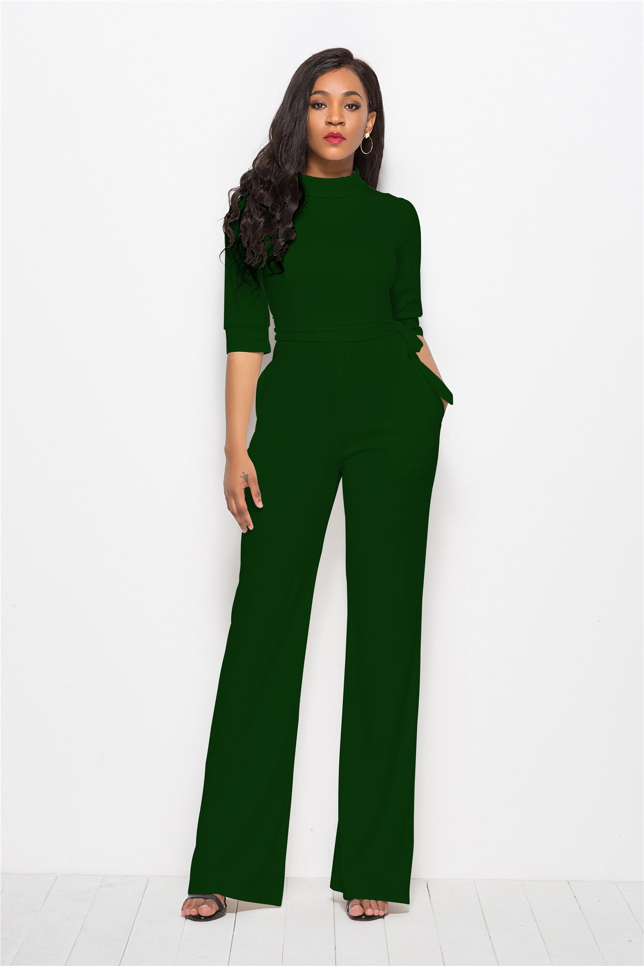 Solid Color One-piece Wide-leg Pants - Sophinity
