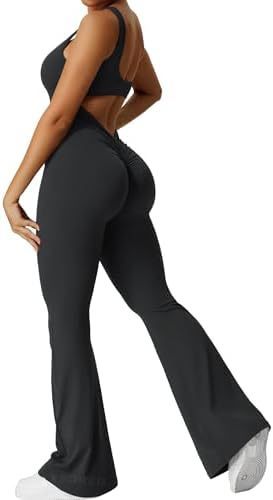 Women Sleeveless Flare Jumpsuits Fitness Yoga Long Pants - Sophinity