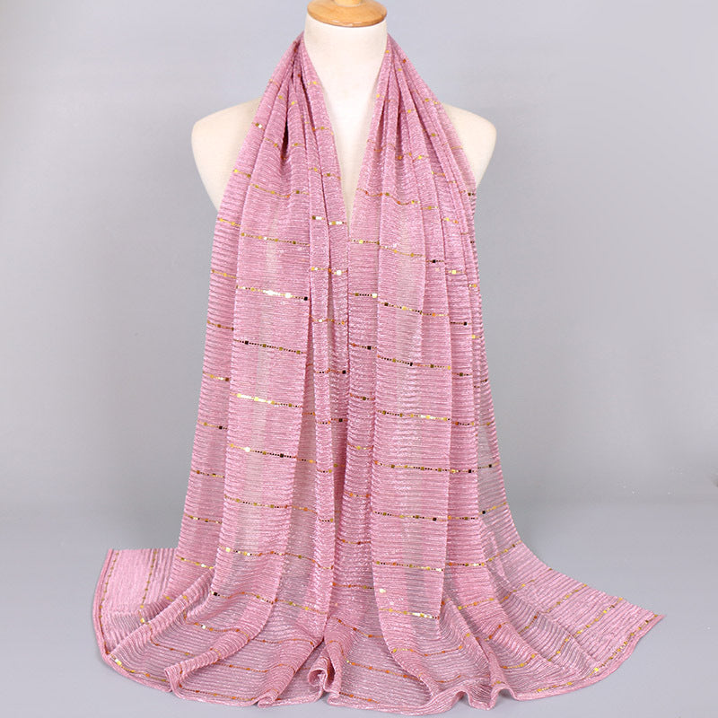 New Women's Lamp Wick Silk Sequined Scarf - Sophinity