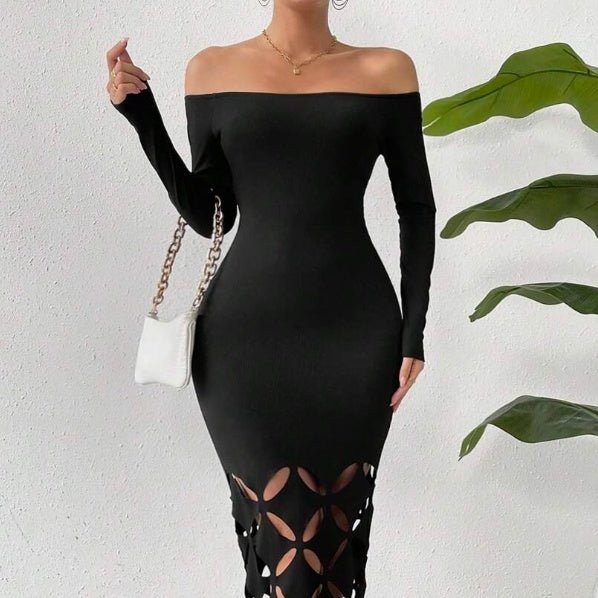 Shoulder Cut Out Bodycon Dress Maxi Women Outfit - Sophinity