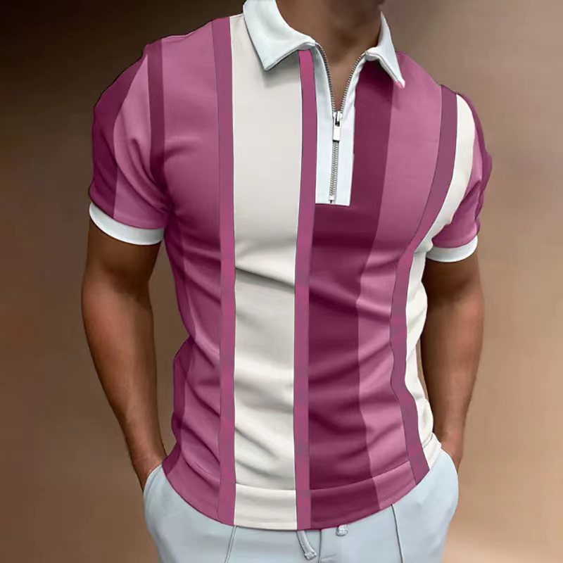 Men's Striped Short - sleeved Polo Shirt Slim Lapel - Sophinity