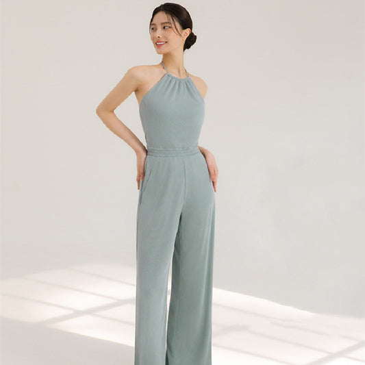 Women's Halter Beauty Back Fitness Jumpsuit - Sophinity