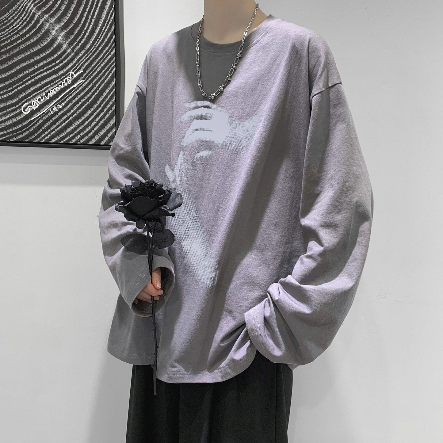 Loose Autumn Men's Bottoming Shirt Couple Outfit - Sophinity