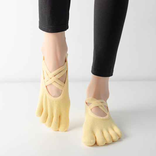 Cross-border Women's Non-slip Five-finger Yoga Socks Live Broadcast Body Dance Aerobics Pilates Fitness Sports Socks - Sophinity