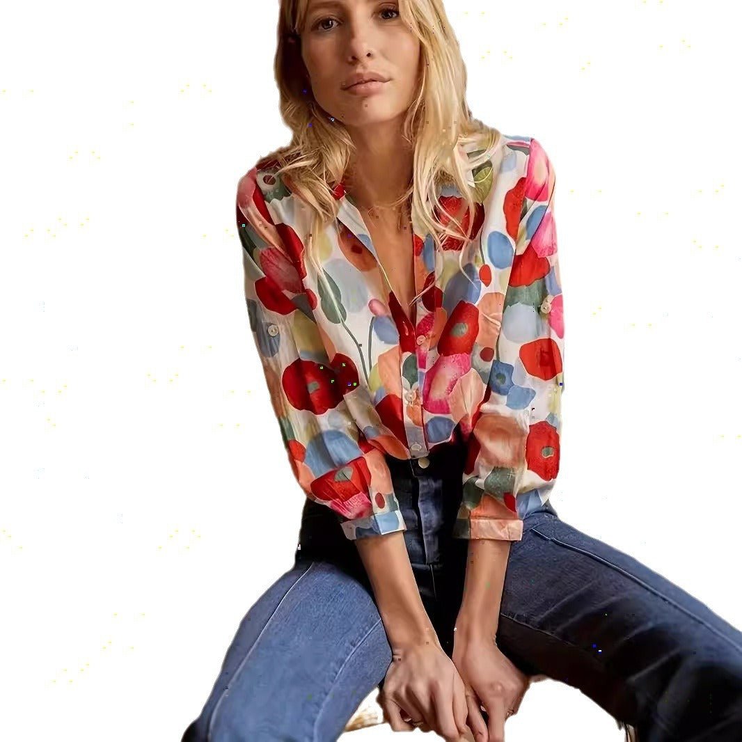 3D Digital Printing Long Sleeve Shirt Floral Top Gorgeous - Sophinity