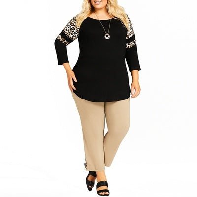 6XL Leopard Printed T-shirts Women Autumn Three Sleeve - Sophinity