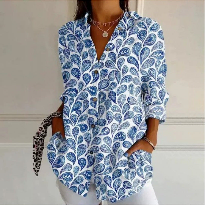 Printed Autumn Leisure Loose Shirt Women's Top - Sophinity