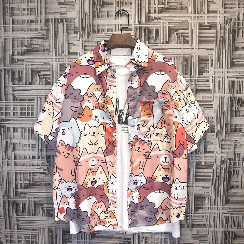 Hong Kong Style Half C Short - sleeved Floral Shirt - Sophinity