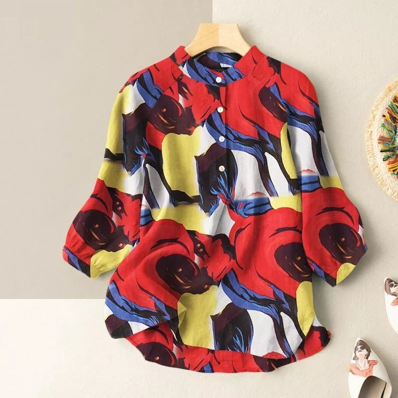 Women's Casual Loose Printed Shirt - Sophinity