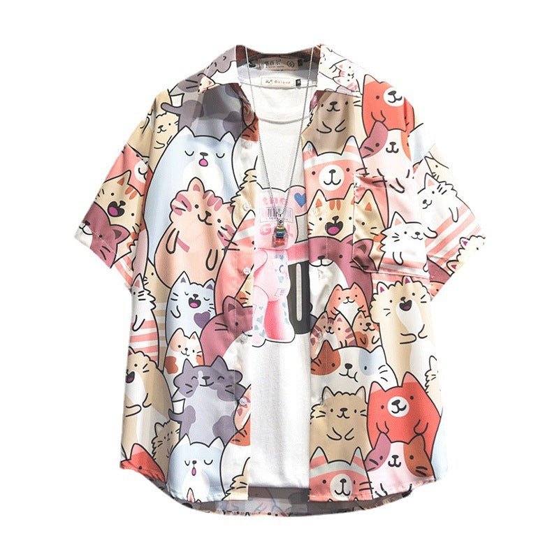 Hong Kong Style Half C Short - sleeved Floral Shirt - Sophinity