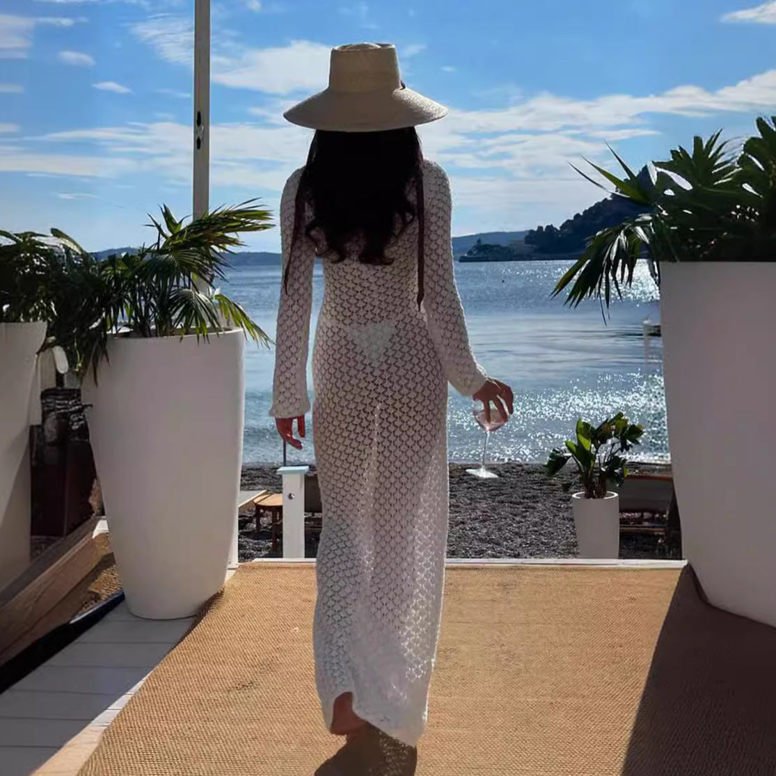 Sunscreen Dress Sheer Cutout Knitted - Sophinity