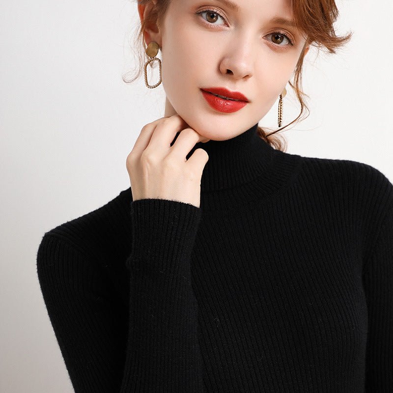 Simple Temperament High Collar Sweater Women's FallWinter Slim Short Pullover - Sophinity