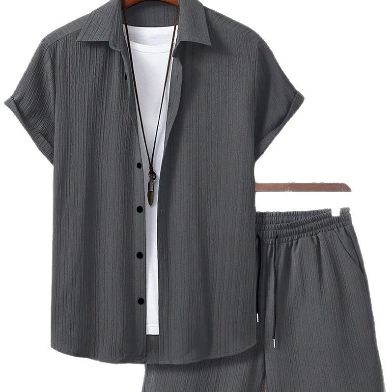 Striped Short-sleeved Shirt Breasted Lapel Suit - Sophinity