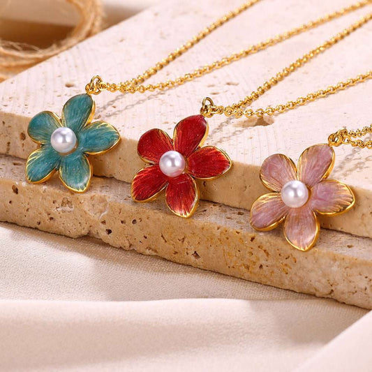 Colorful Oil Necklace Flower Pendant Necklace For Women - Sophinity