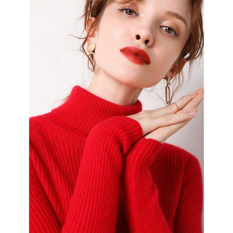 Simple Temperament High Collar Sweater Women's FallWinter Slim Short Pullover - Sophinity