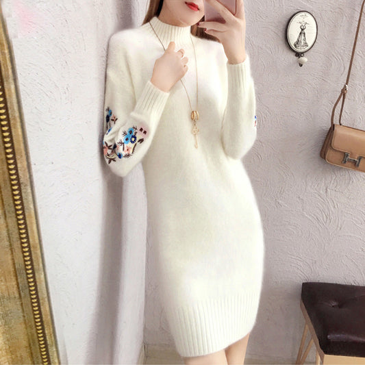 Autumn And Winter Fleece-lined Thickened Woolen Dress - Sophinity