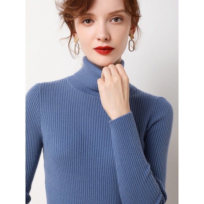 Simple Temperament High Collar Sweater Women's FallWinter Slim Short Pullover - Sophinity