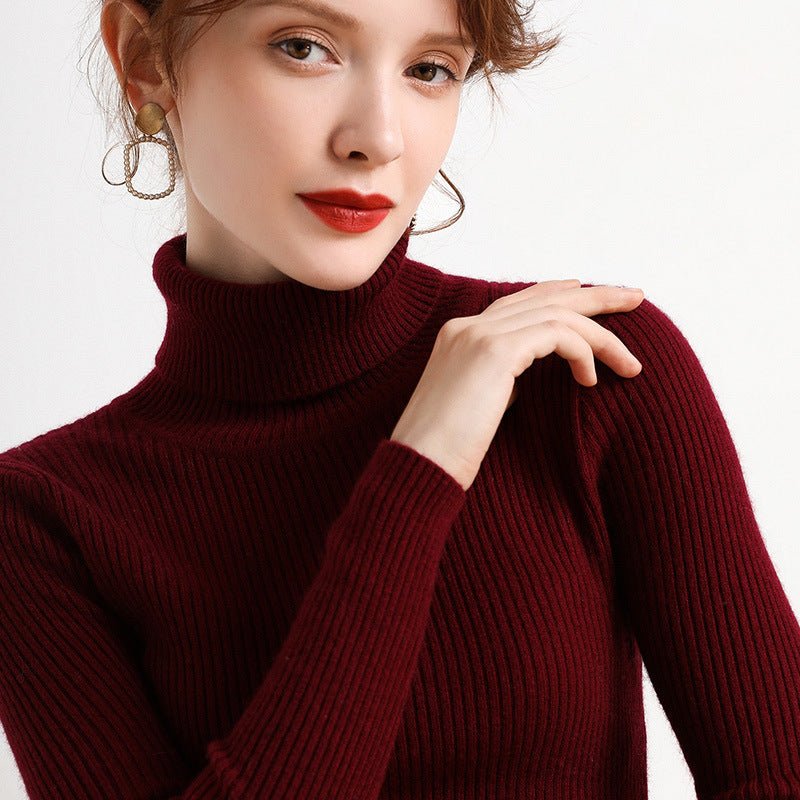 Simple Temperament High Collar Sweater Women's FallWinter Slim Short Pullover - Sophinity