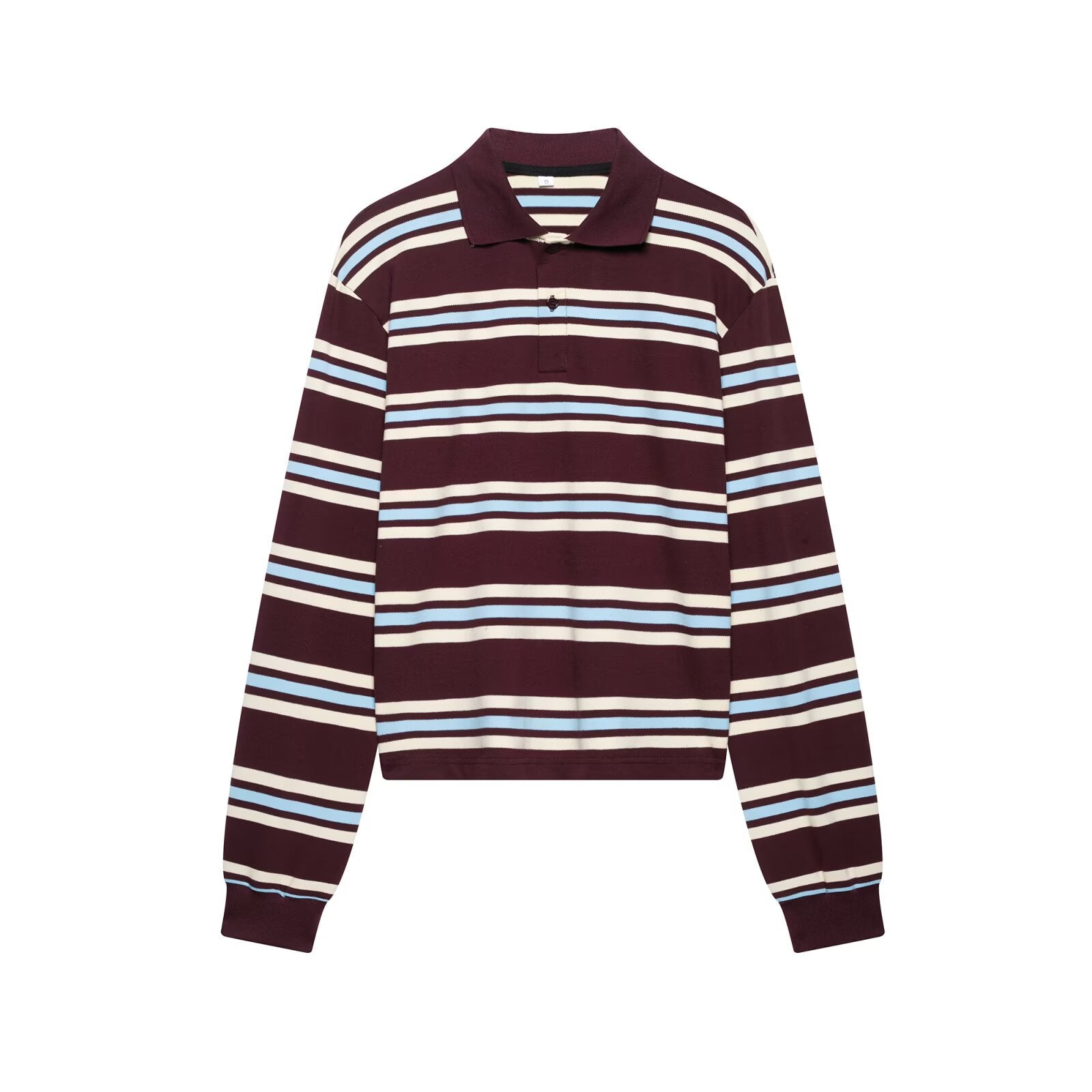 Spring New Women's Fashion Striped Polo Retro Long Sleeve Contrast Color Top - Sophinity
