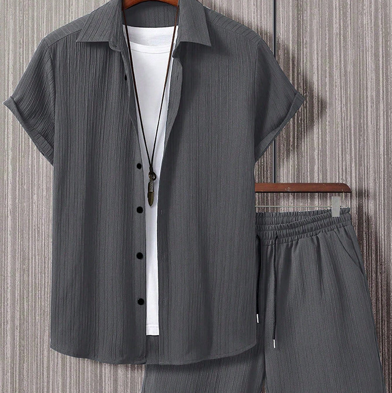 Striped Short-sleeved Shirt Breasted Lapel Suit - Sophinity