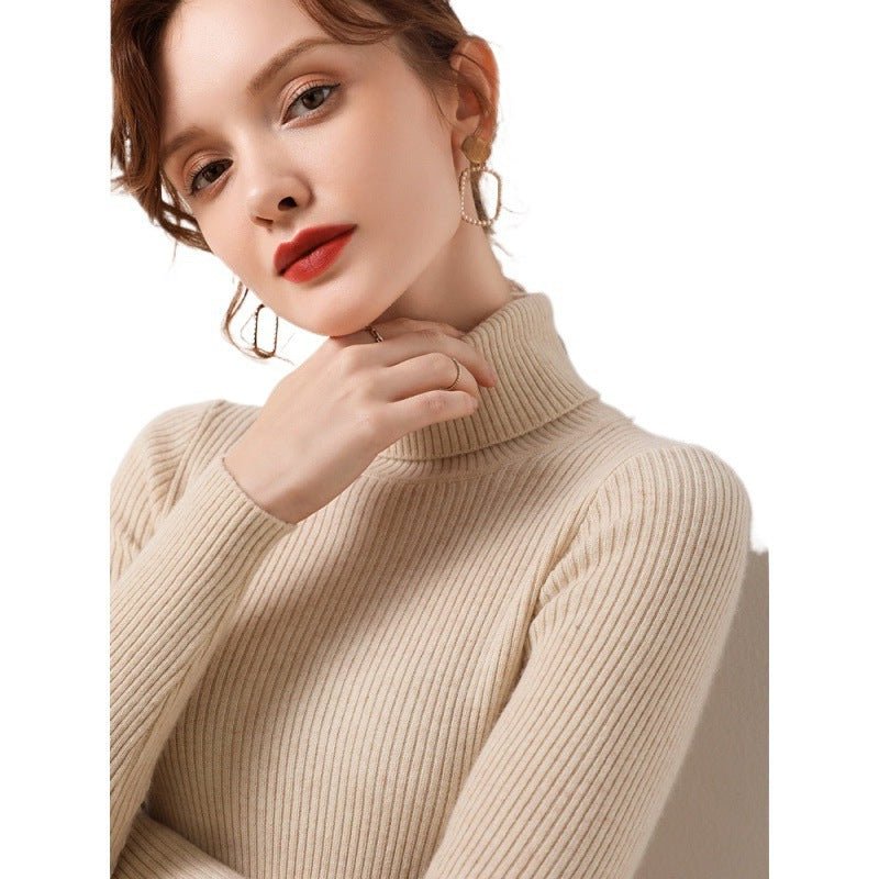 Simple Temperament High Collar Sweater Women's FallWinter Slim Short Pullover - Sophinity