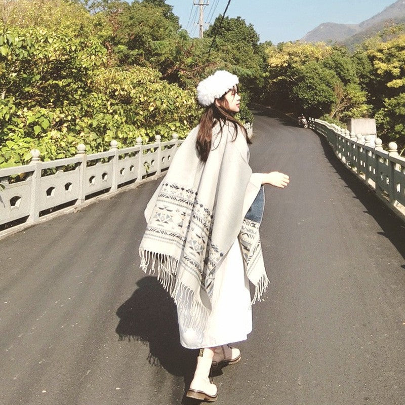 Autumn And Winter Cashmere-like Ethnic Shawl Yunnan Tourism Cape Cloak - Sophinity