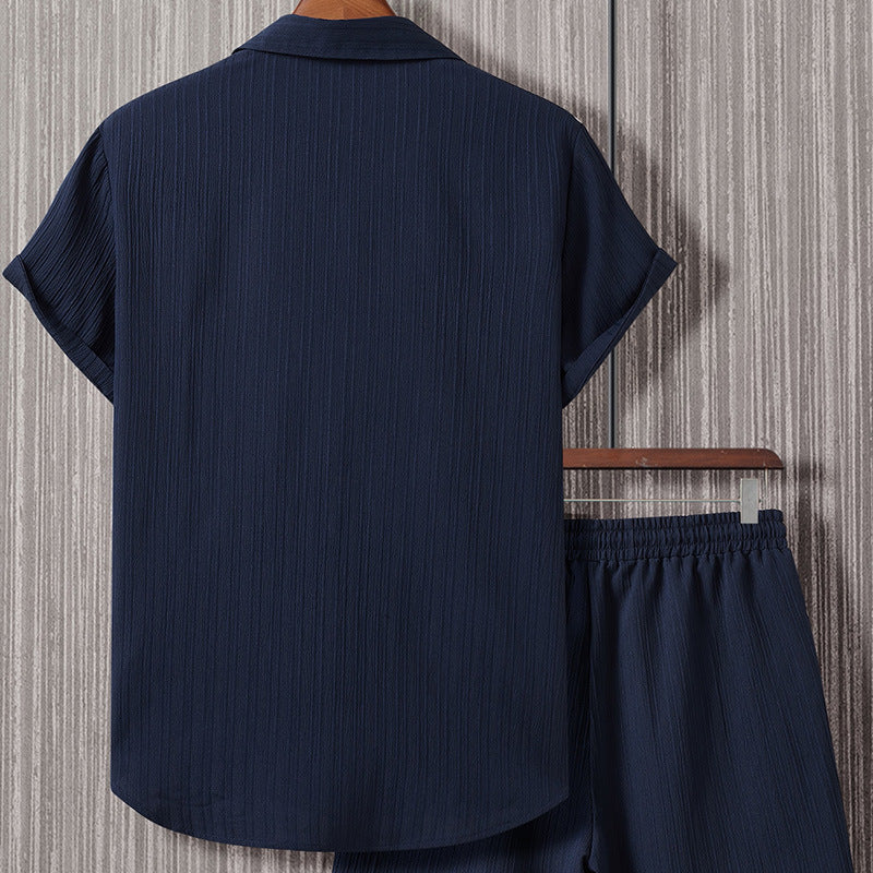 Striped Short-sleeved Shirt Breasted Lapel Suit - Sophinity