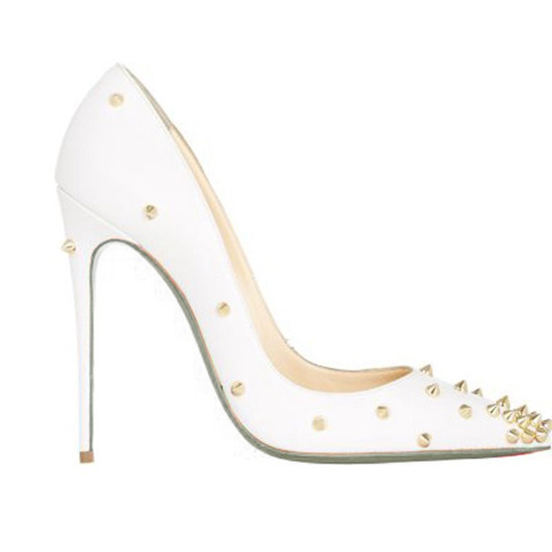 Pointed Toe Shallow Mouth Rivet Stiletto Heel Women's Shoes - Sophinity