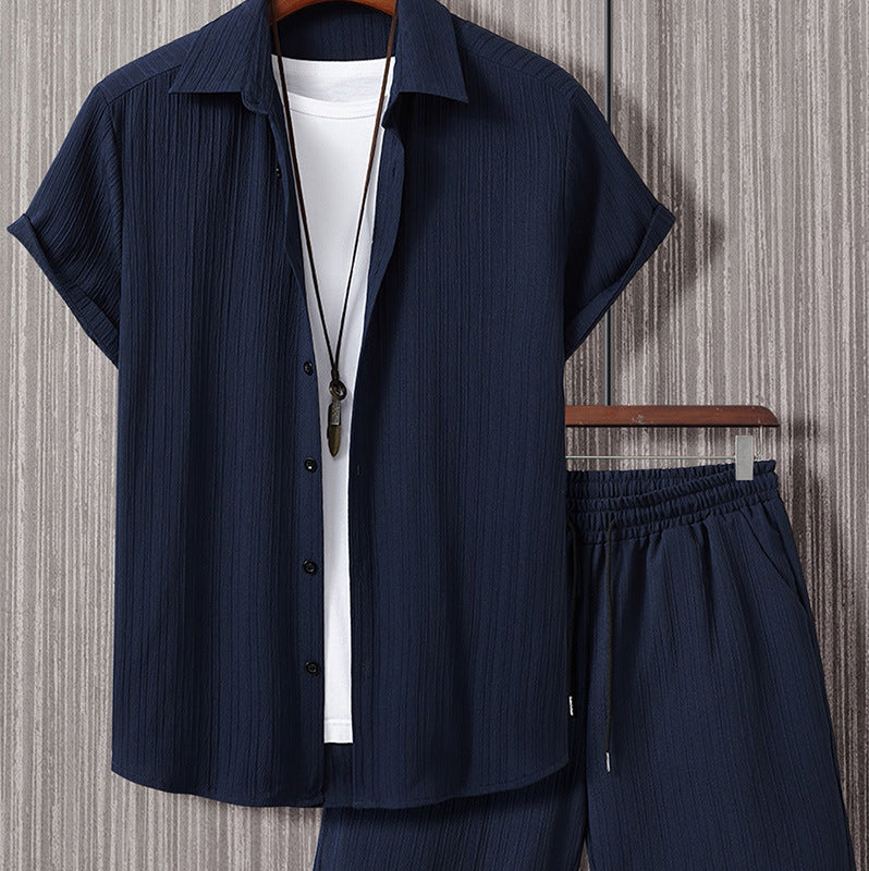 Striped Short-sleeved Shirt Breasted Lapel Suit - Sophinity