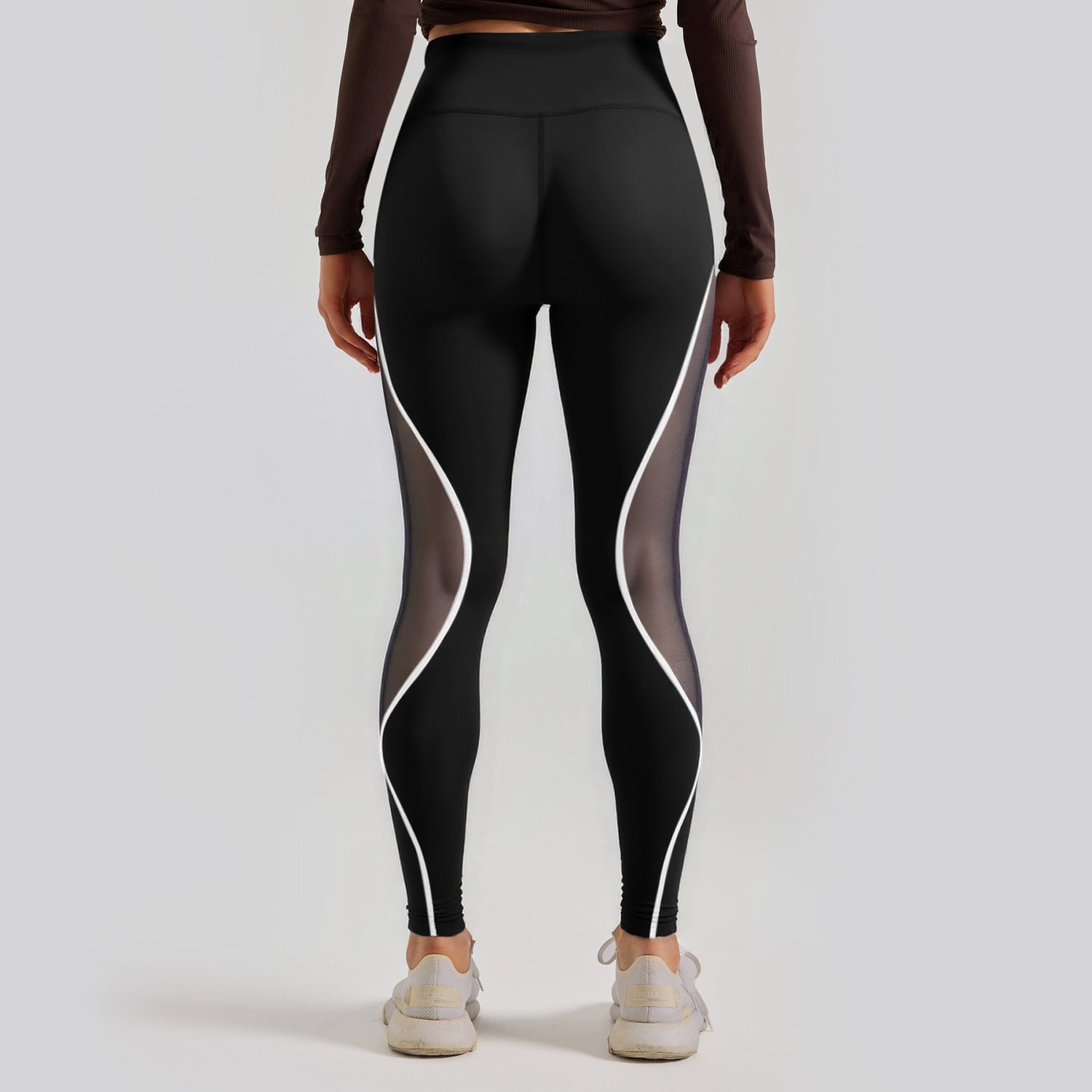 Women's Color Matching Mesh European And American High Waist Yoga Pants - Sophinity